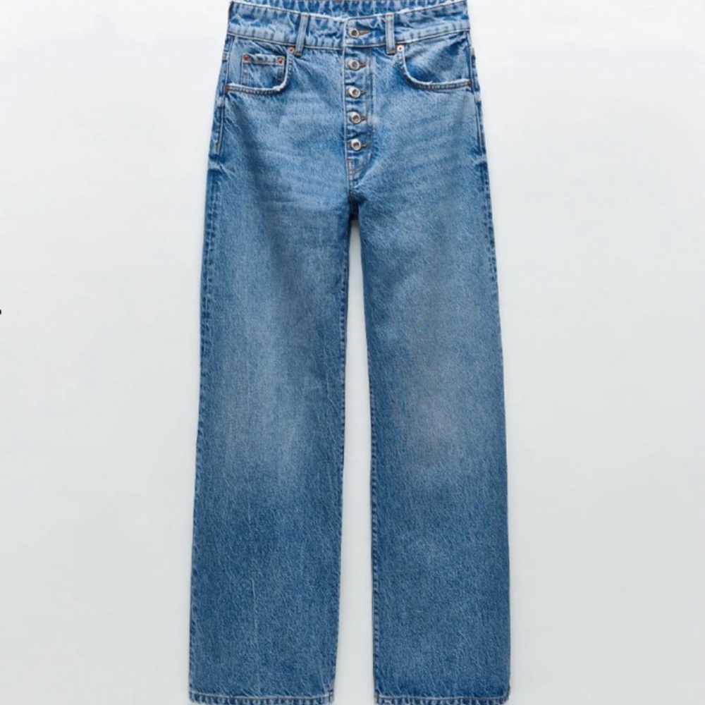 Zara premium wide leg button fly jeans